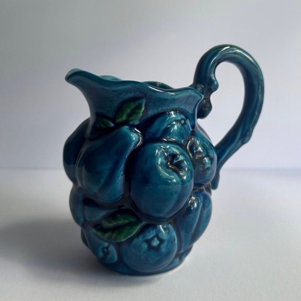 Vintage Inarco Blue Fruit Pitcher Creamer | Japan Ceramic Pitcher | Mid-Century - Picture 1 of 5